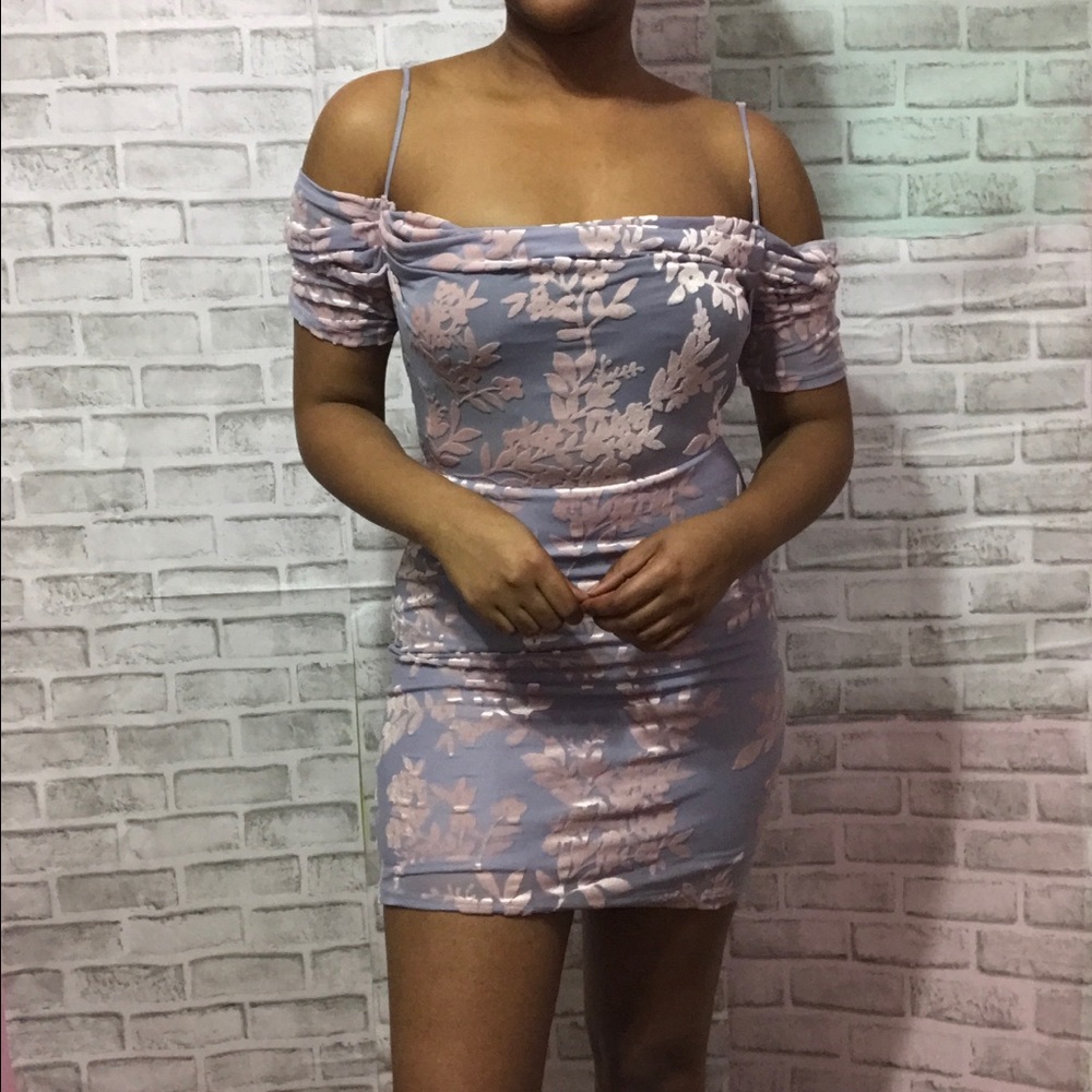 Forever 21 Blue Off Shoulder Floral Dress
